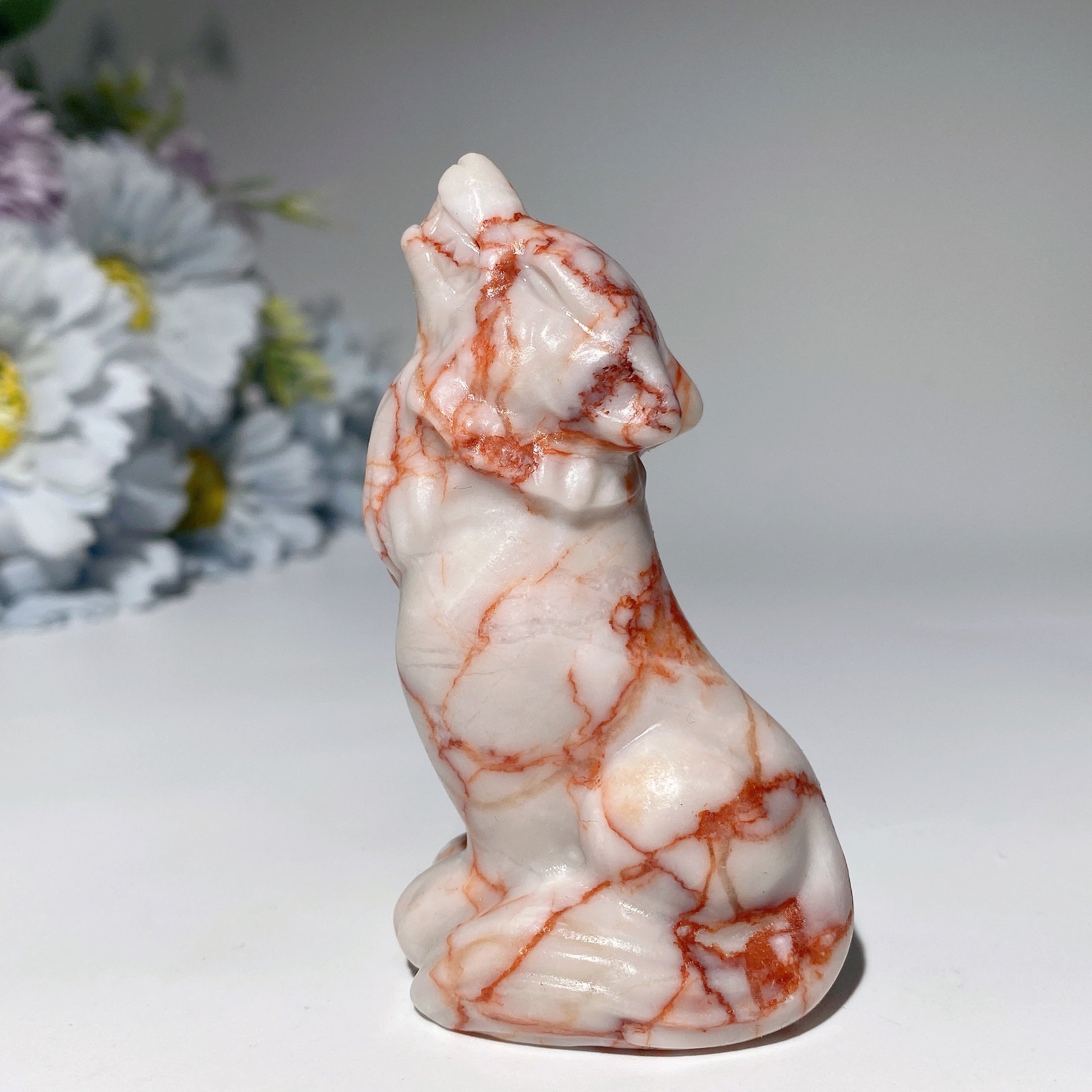3.2 Inch Mixed Crystal Wolf Carving Figurine for Healing