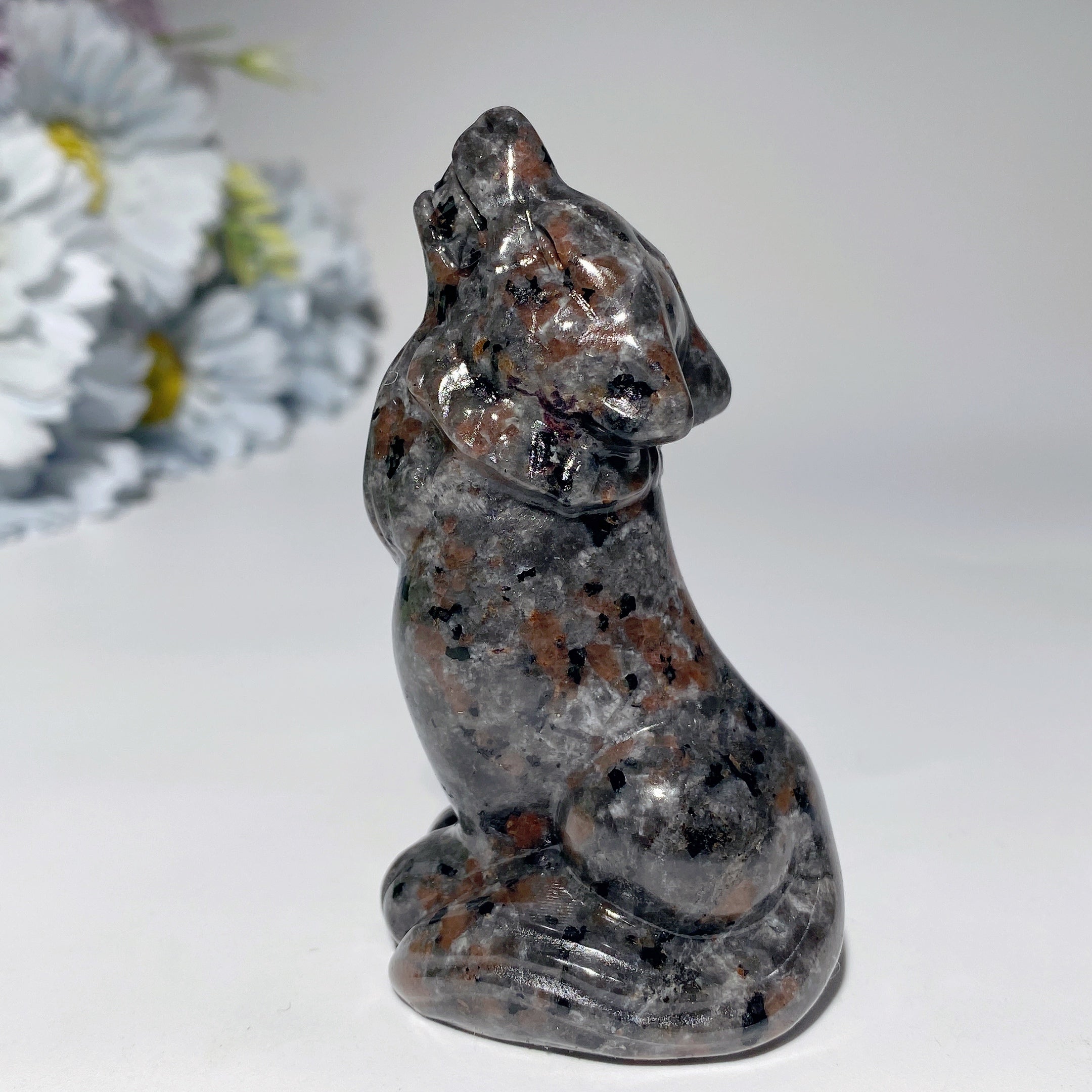 3.2 Inch Mixed Crystal Wolf Carving Figurine for Healing