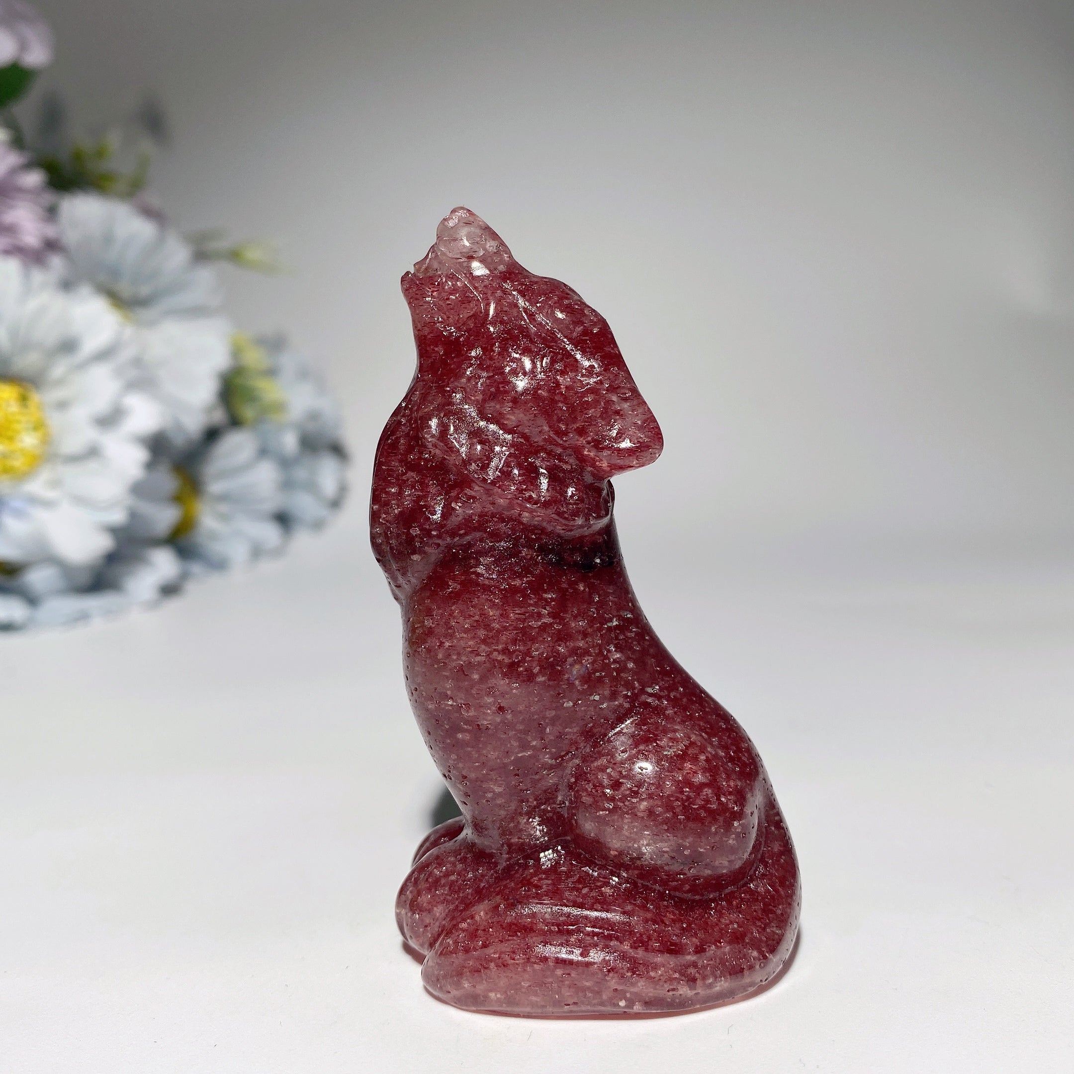3.2 Inch Mixed Crystal Wolf Carving Figurine for Healing