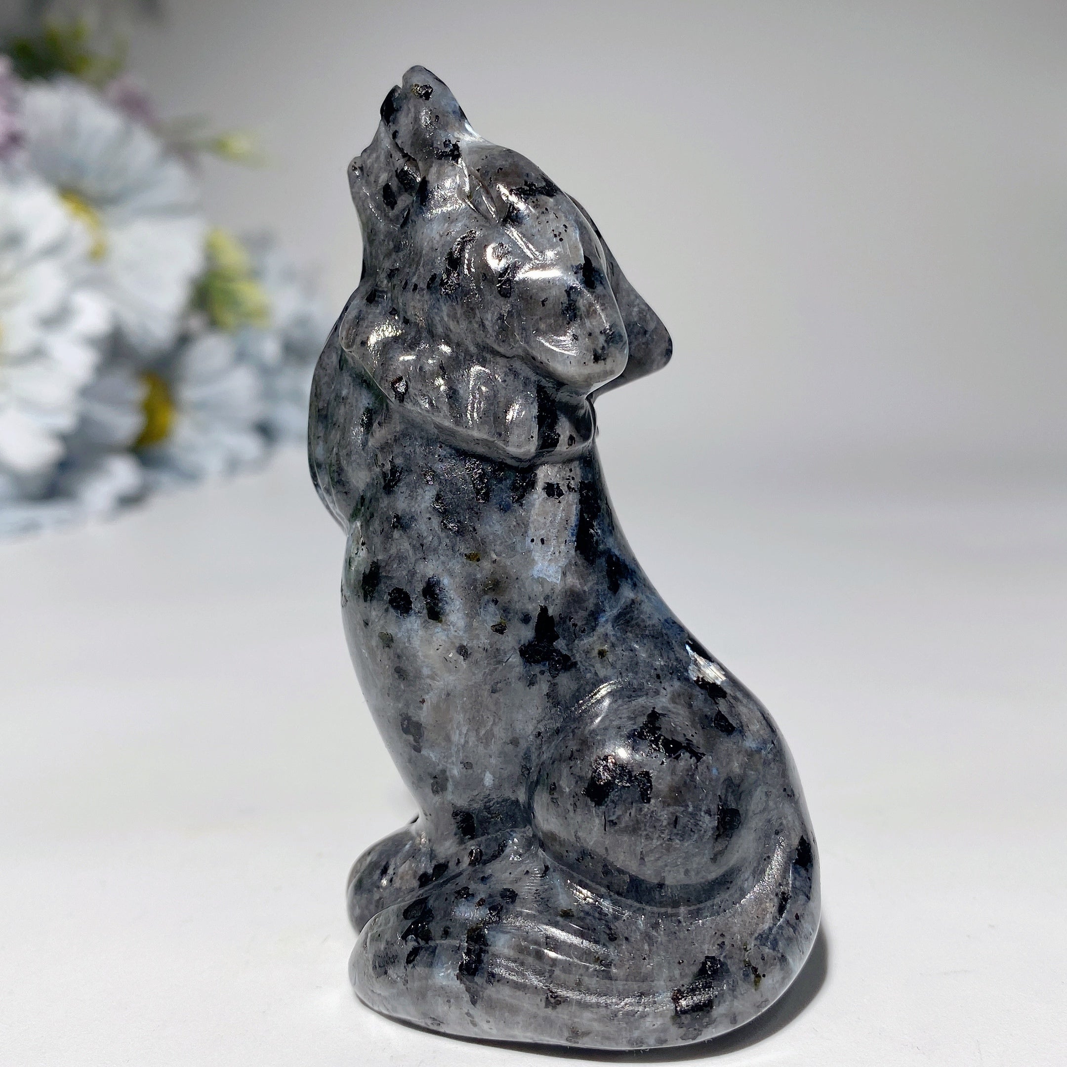 3.2 Inch Mixed Crystal Wolf Carving Figurine for Healing