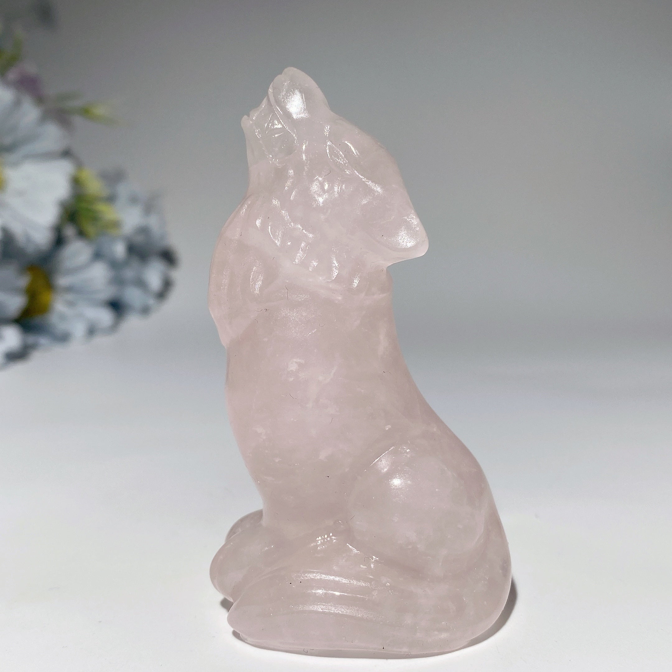 3.2 Inch Mixed Crystal Wolf Carving Figurine for Healing