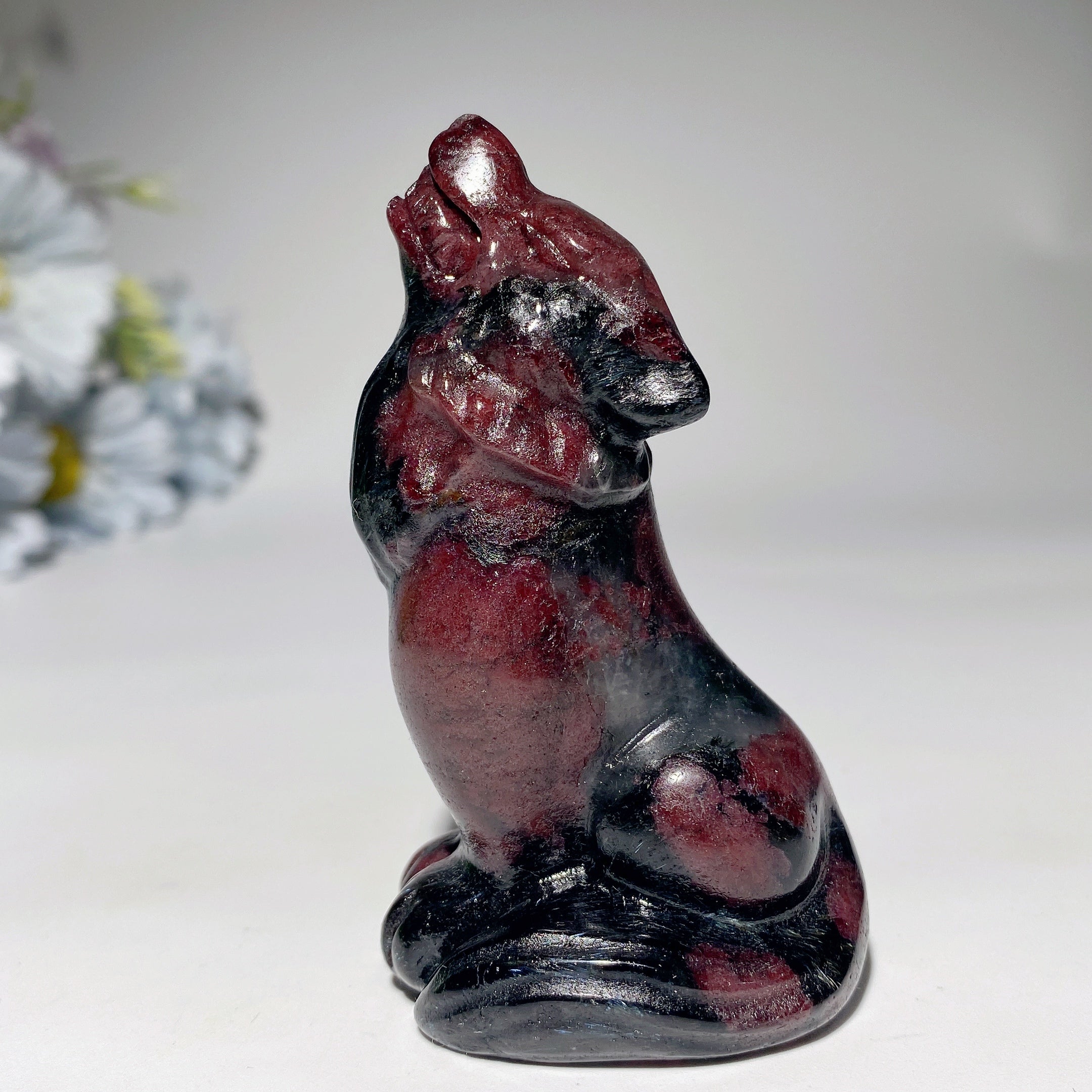 3.2 Inch Mixed Crystal Wolf Carving Figurine for Healing