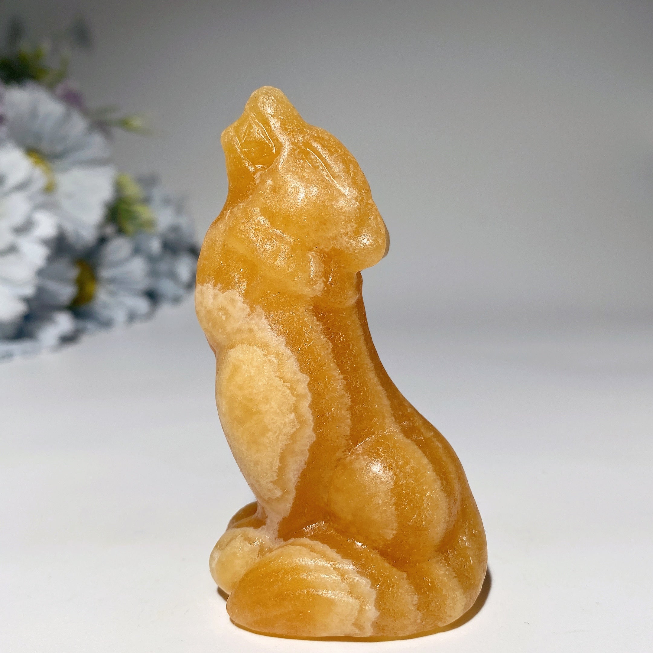 3.2 Inch Mixed Crystal Wolf Carving Figurine for Healing