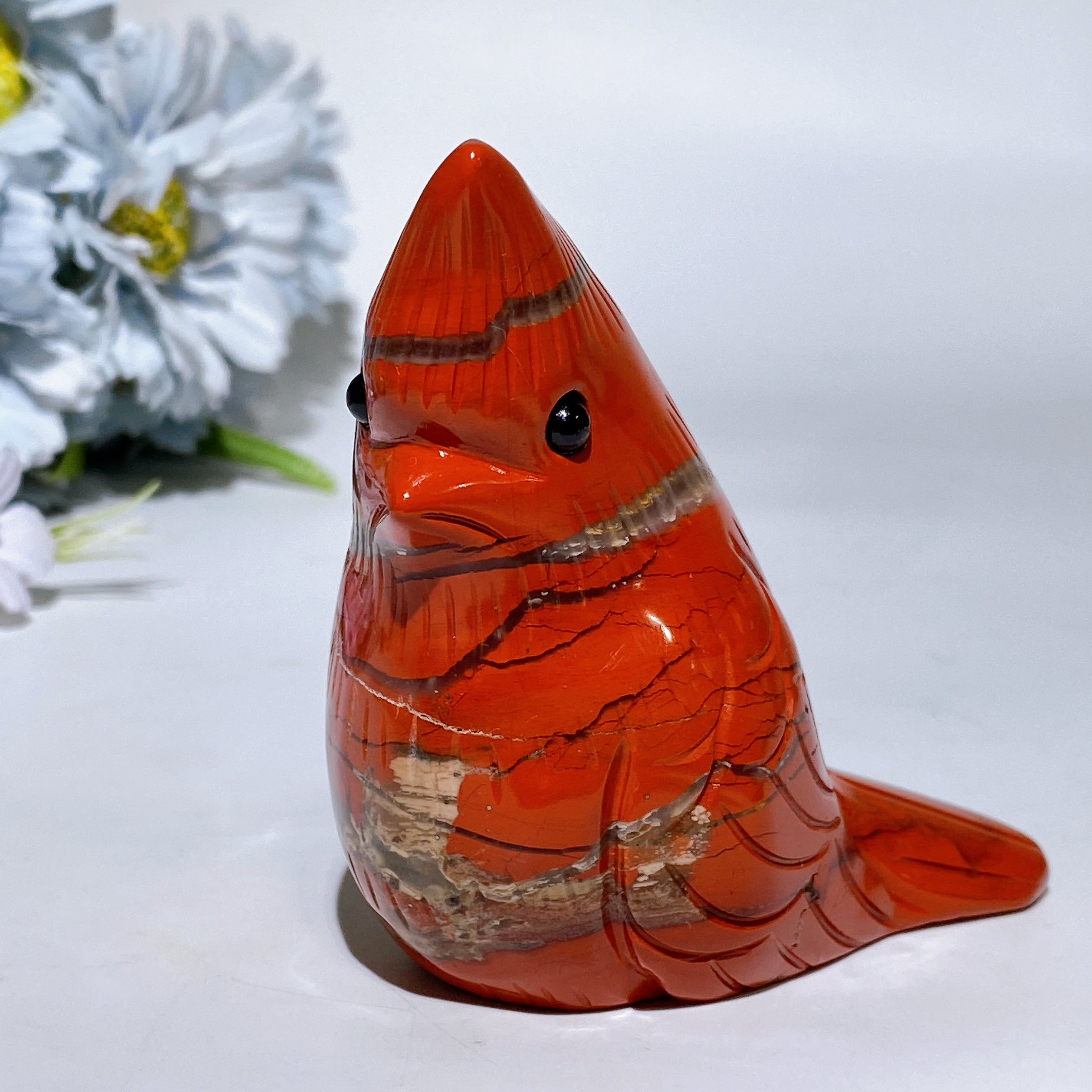 3.2 inch Red Jasper Cardinal Spiritual Carving
