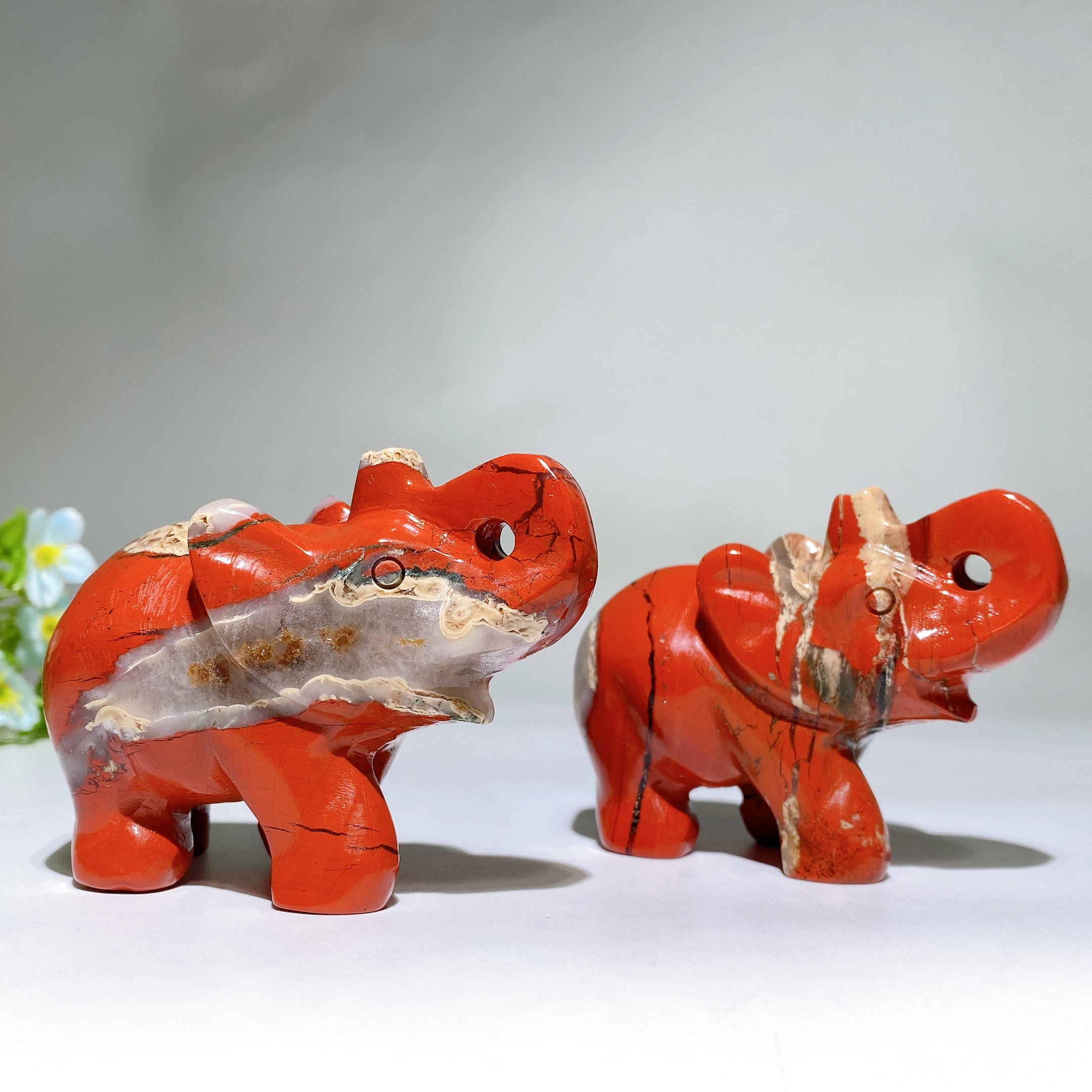 3.2 inch Red Jasper Elephant Crystal Carving for Healing