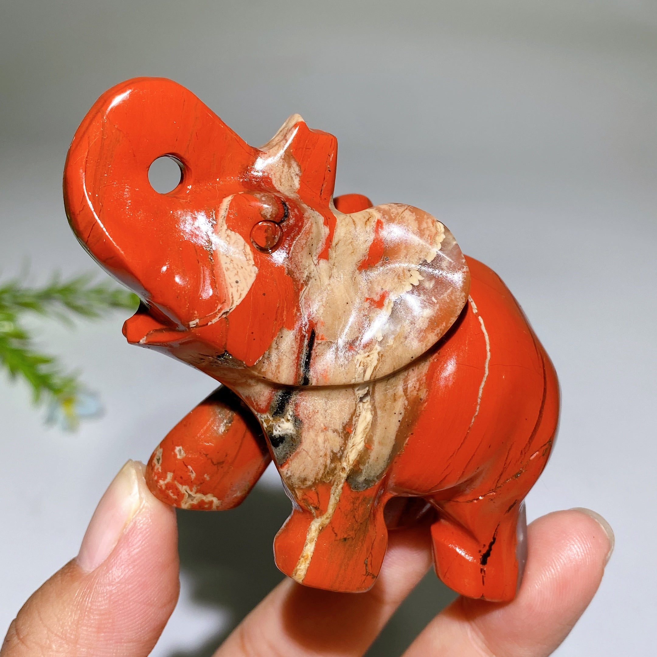 3.2 inch Red Jasper Elephant Crystal Carving for Healing
