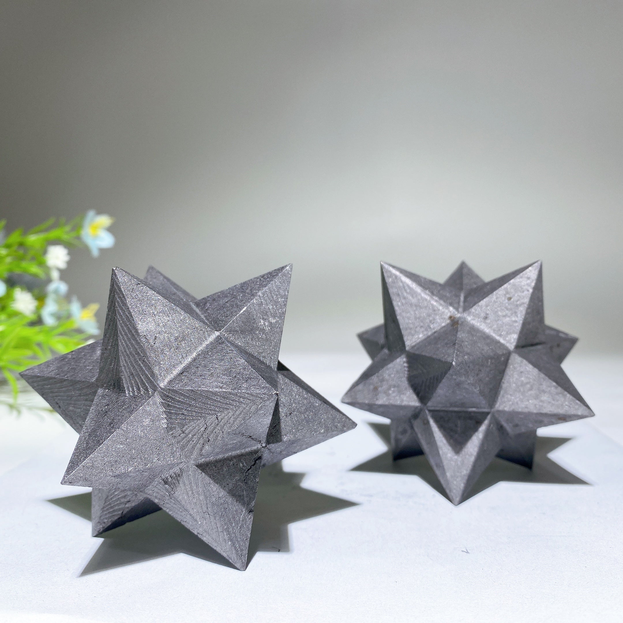 3.2 Inch Schungite Merkaba 3D Star Healing Crystal Carving