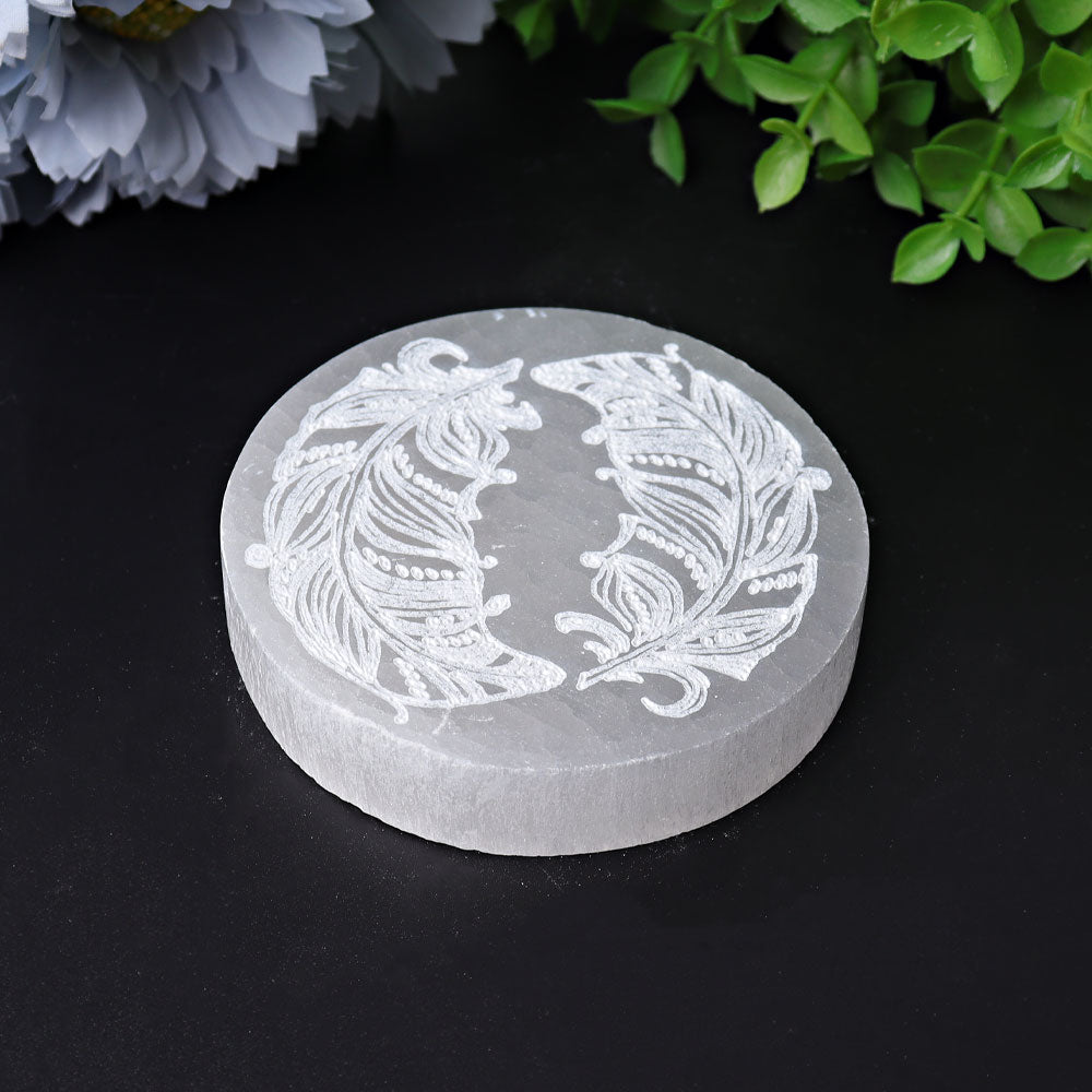 3.2 Inch Selenite Crystal Coaster for Charging & Healing
