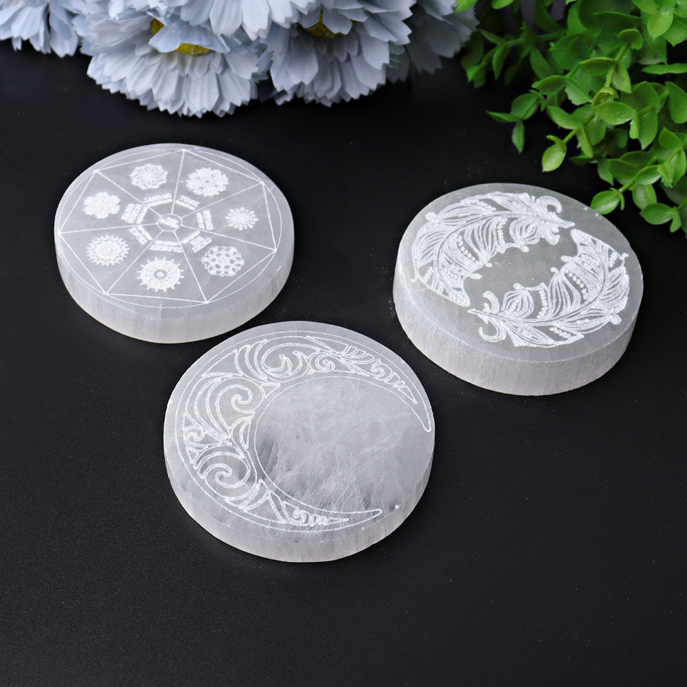 3.2 Inch Selenite Crystal Coaster for Charging & Healing