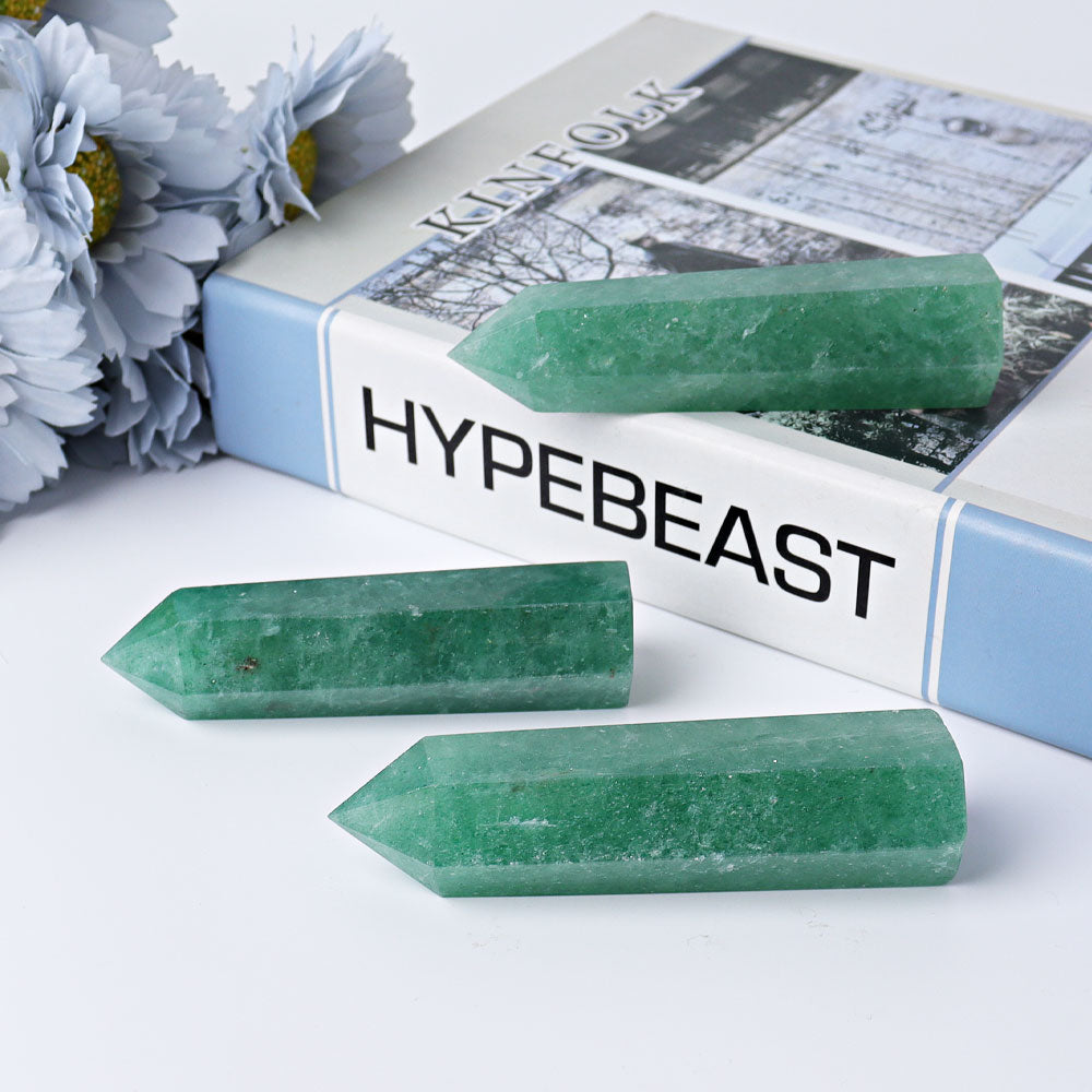 3-3.5 Inch Green Strawberry Crystal Point for Healing