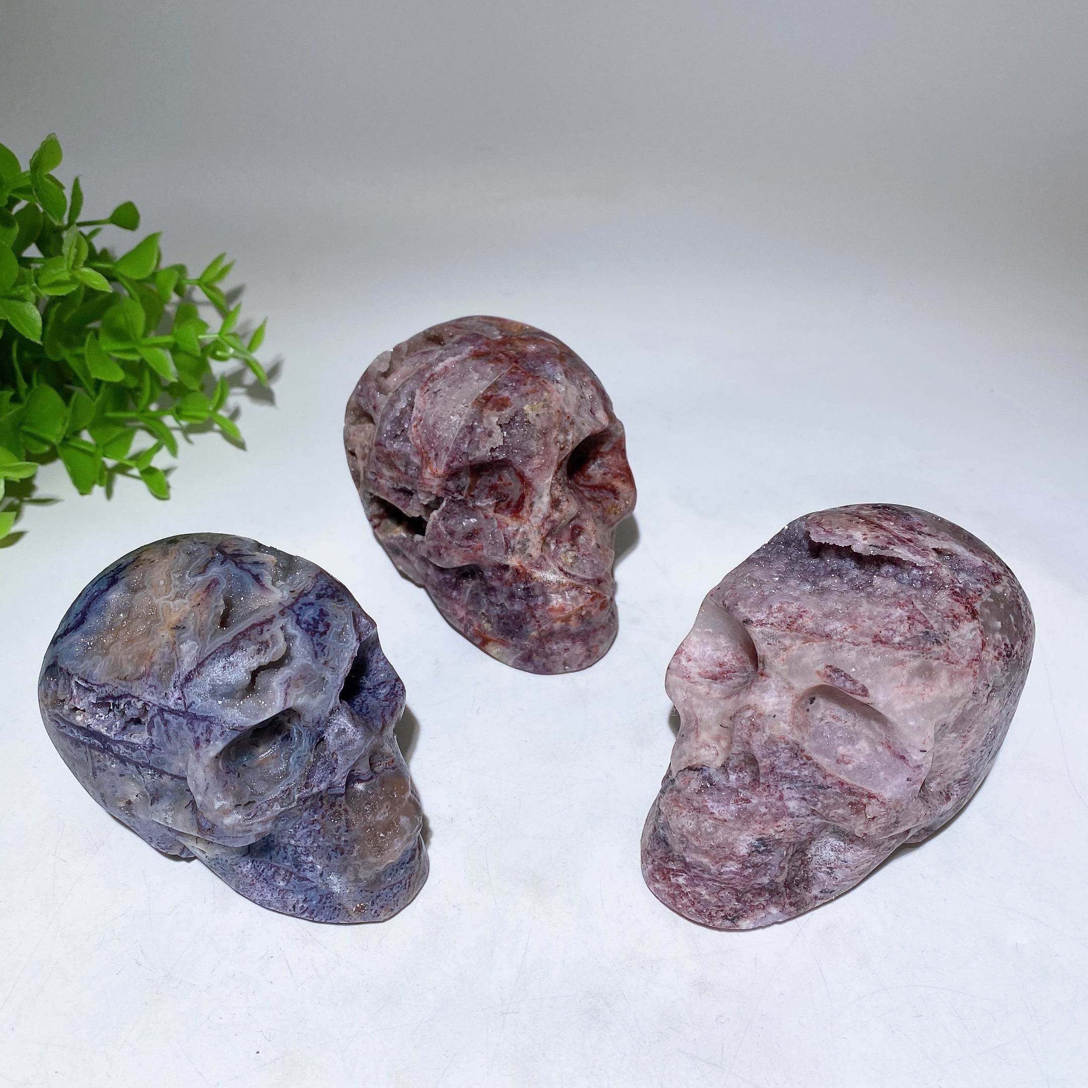 3-3.8 Inch Purple Sphelarite Crystal Skull Carving
