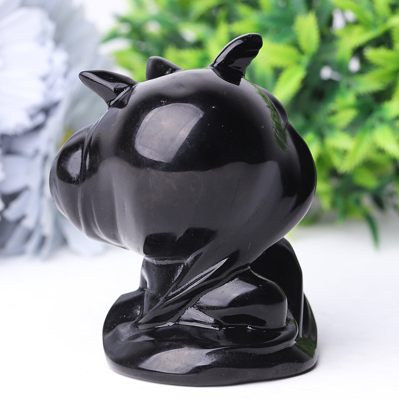 3.3" Black Obsidian Devil Crystal Figurine Carving