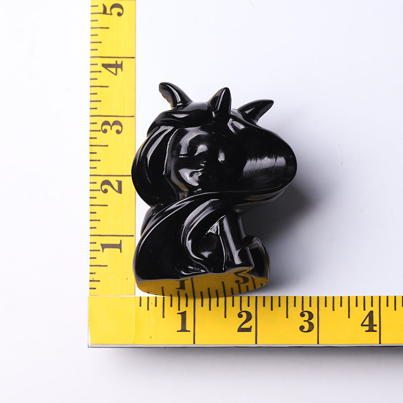 3.3" Black Obsidian Devil Crystal Figurine Carving