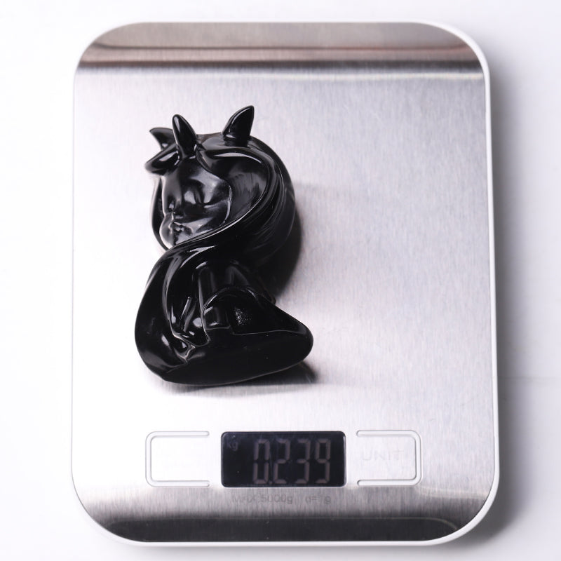 3.3" Black Obsidian Devil Crystal Figurine Carving