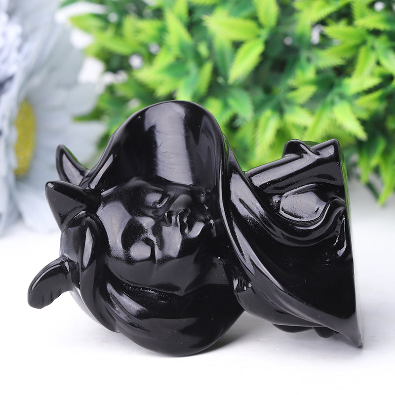 3.3" Black Obsidian Devil Crystal Figurine Carving