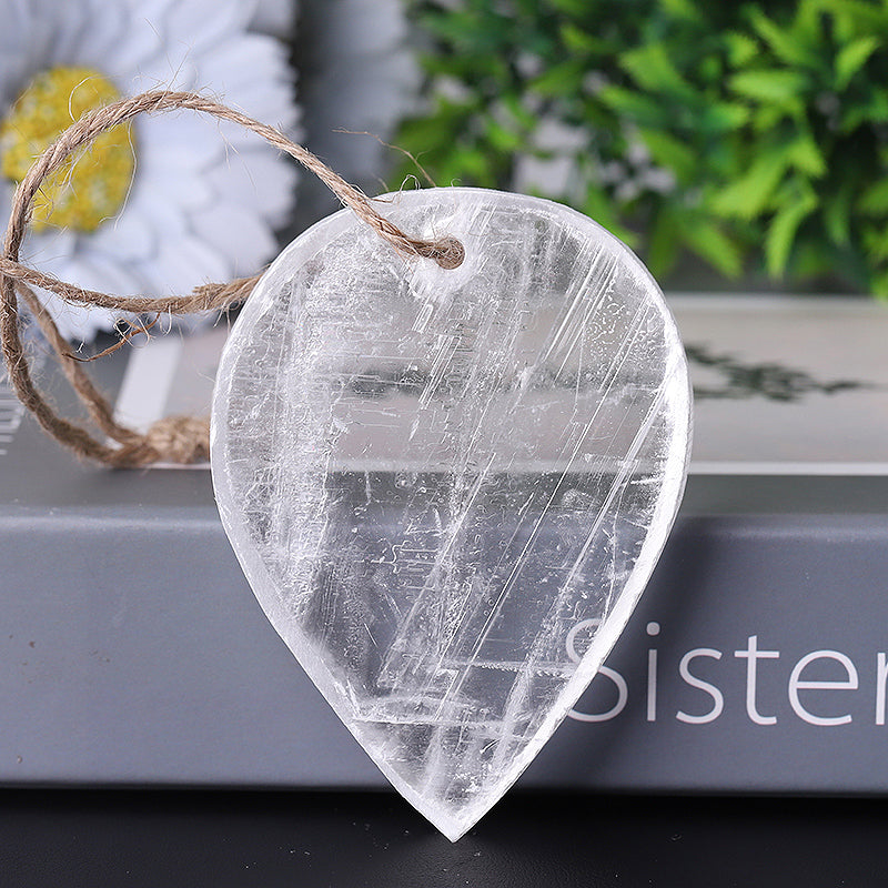 3.3" Clear Selenite Drop Shape Crystal for Meditation