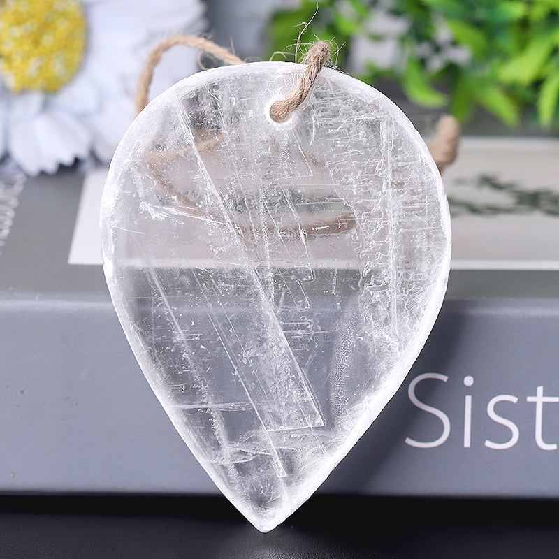 3.3" Clear Selenite Drop Shape Crystal for Meditation