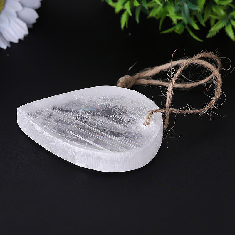 3.3" Clear Selenite Drop Shape Crystal for Meditation