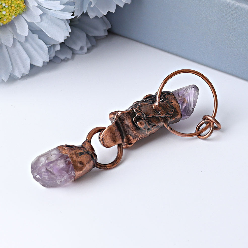 3.3 inch Amethyst Black Obsidian Skull Pendant