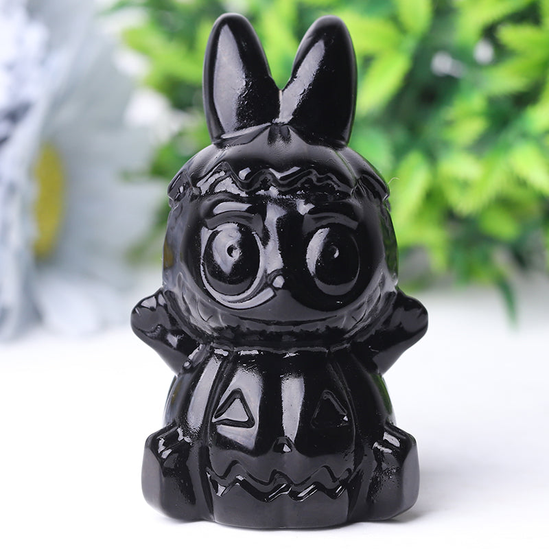 3.3-inch Black Crystal Pumpkin Ghost Halloween Figurine