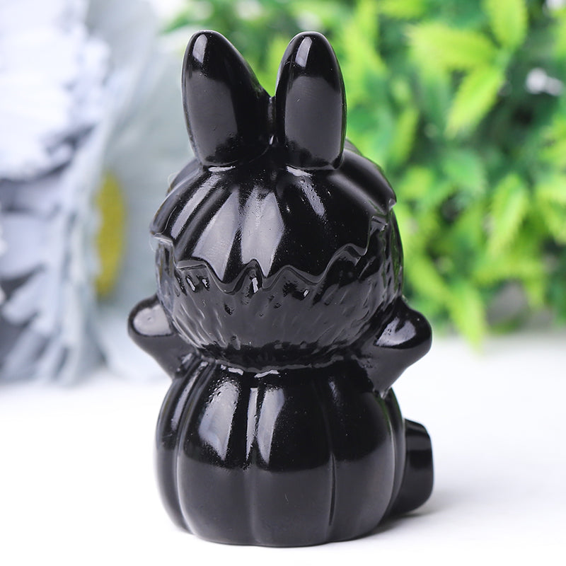 3.3-inch Black Crystal Pumpkin Ghost Halloween Figurine