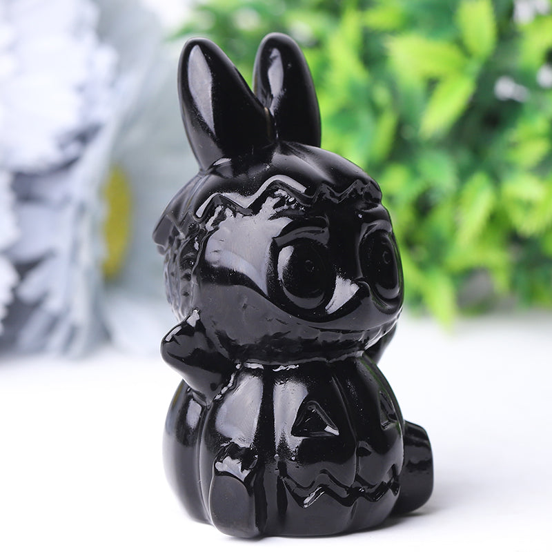 3.3-inch Black Crystal Pumpkin Ghost Halloween Figurine