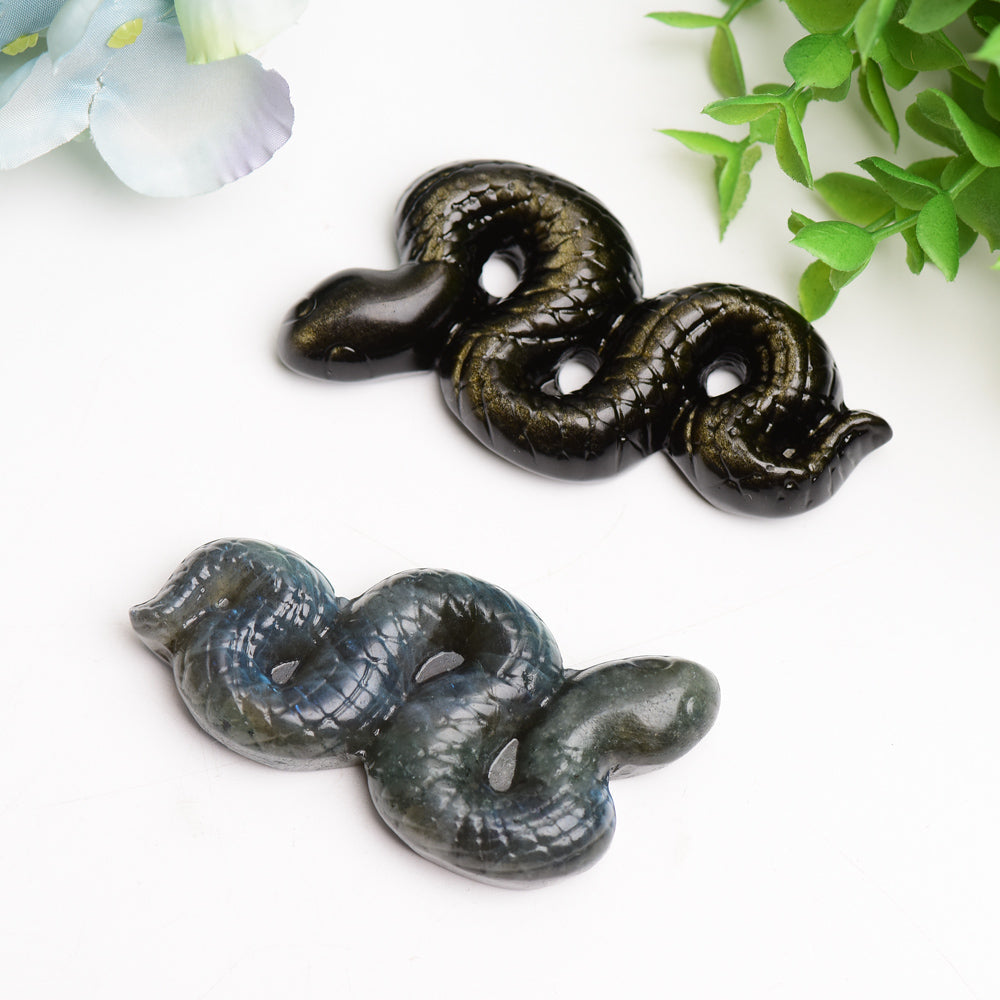 3.3 inch Labradorite Snake Crystal Carving