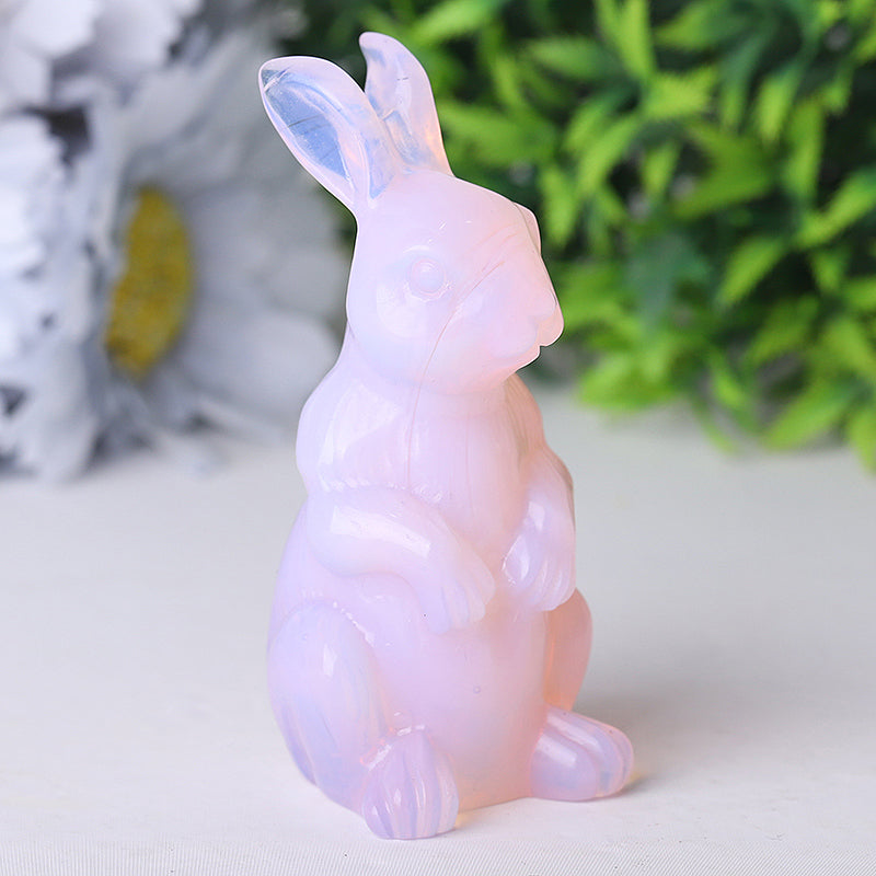 3.3 inch Pink Opalite Rabbit Healing Crystal Figurine