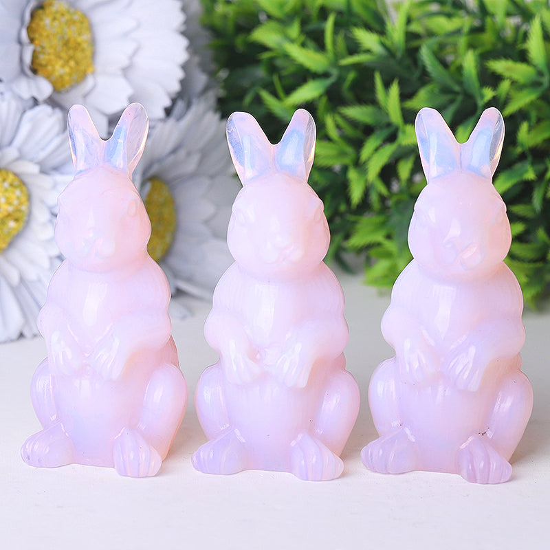 3.3 inch Pink Opalite Rabbit Healing Crystal Figurine