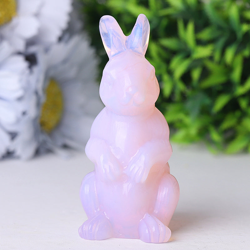 3.3 inch Pink Opalite Rabbit Healing Crystal Figurine
