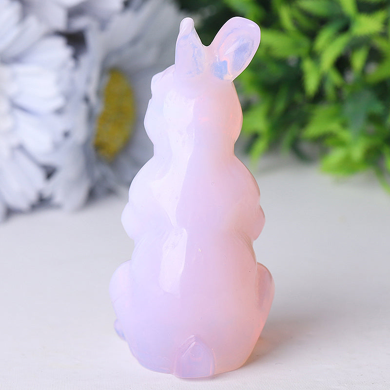 3.3 inch Pink Opalite Rabbit Healing Crystal Figurine