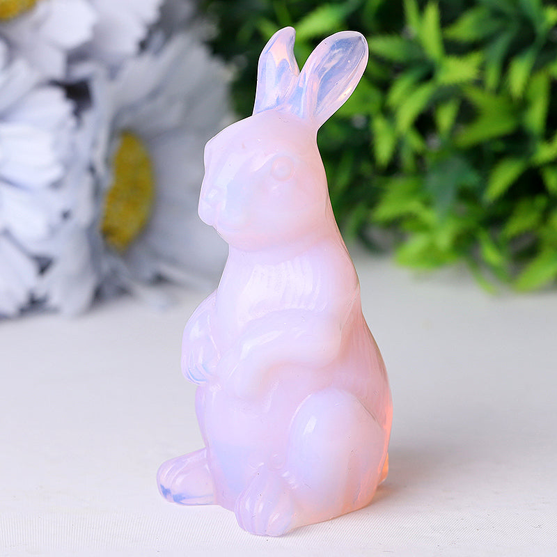 3.3 inch Pink Opalite Rabbit Healing Crystal Figurine