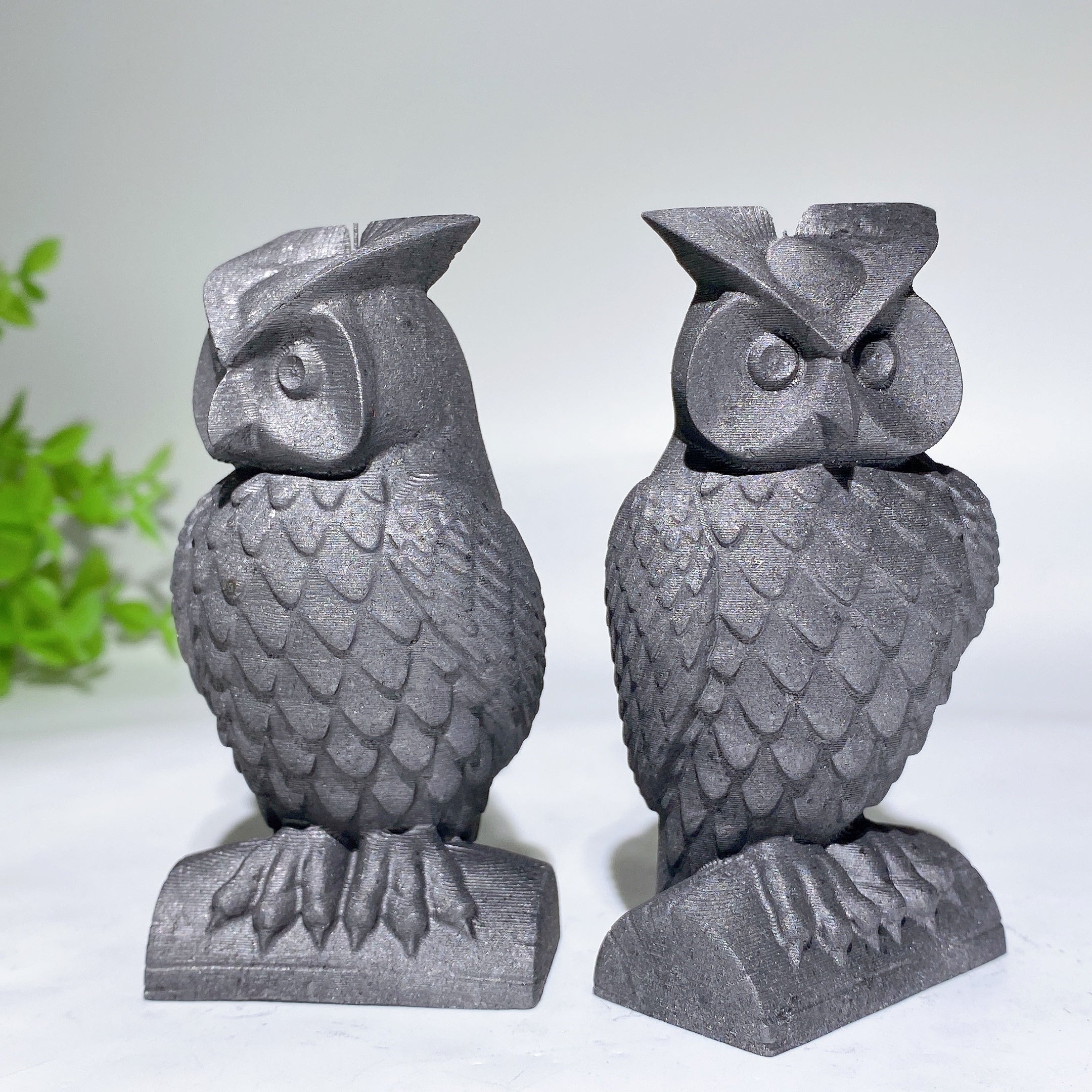 3.3-inch Shungite Owl Crystal Carving Healing Figurine