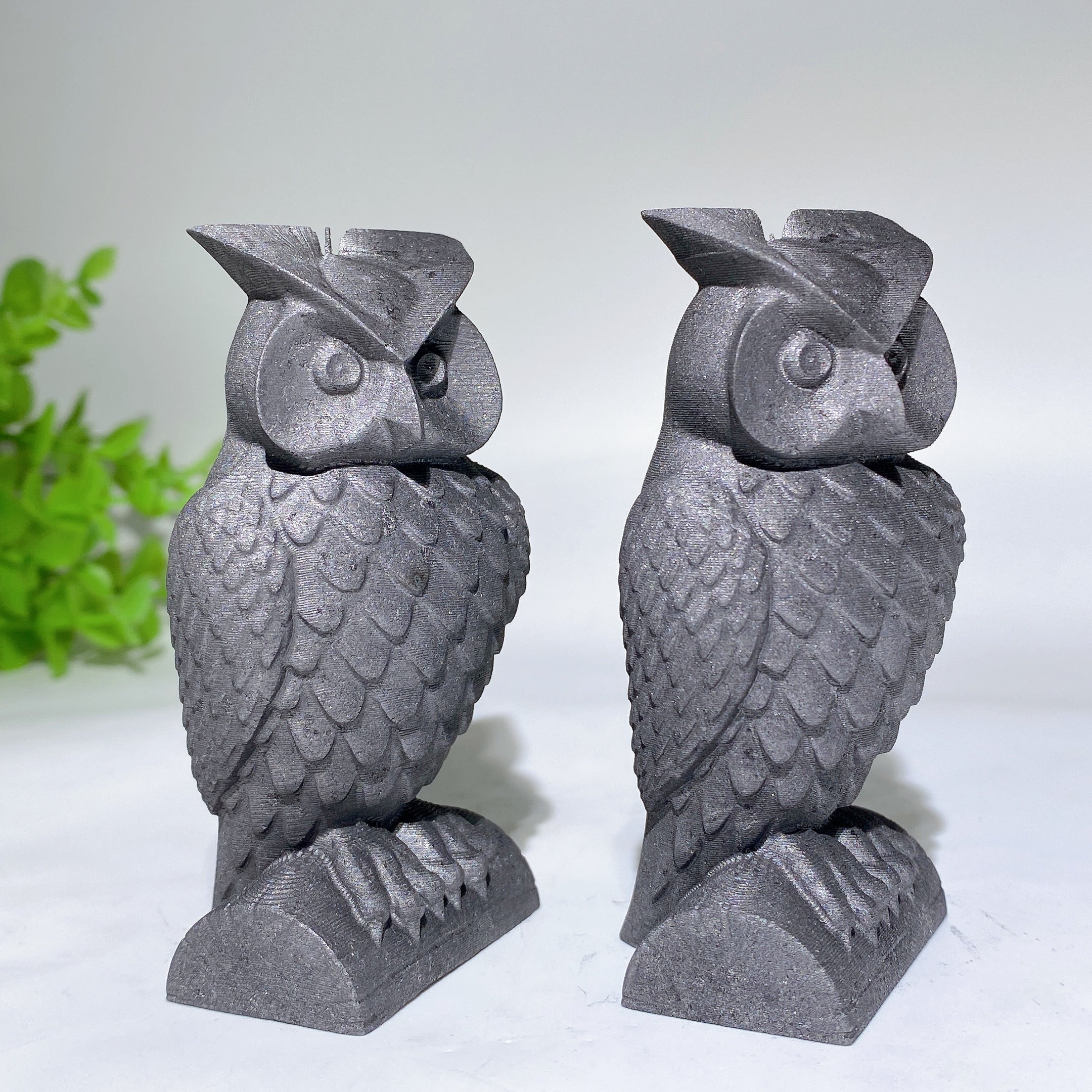 3.3-inch Shungite Owl Crystal Carving Healing Figurine