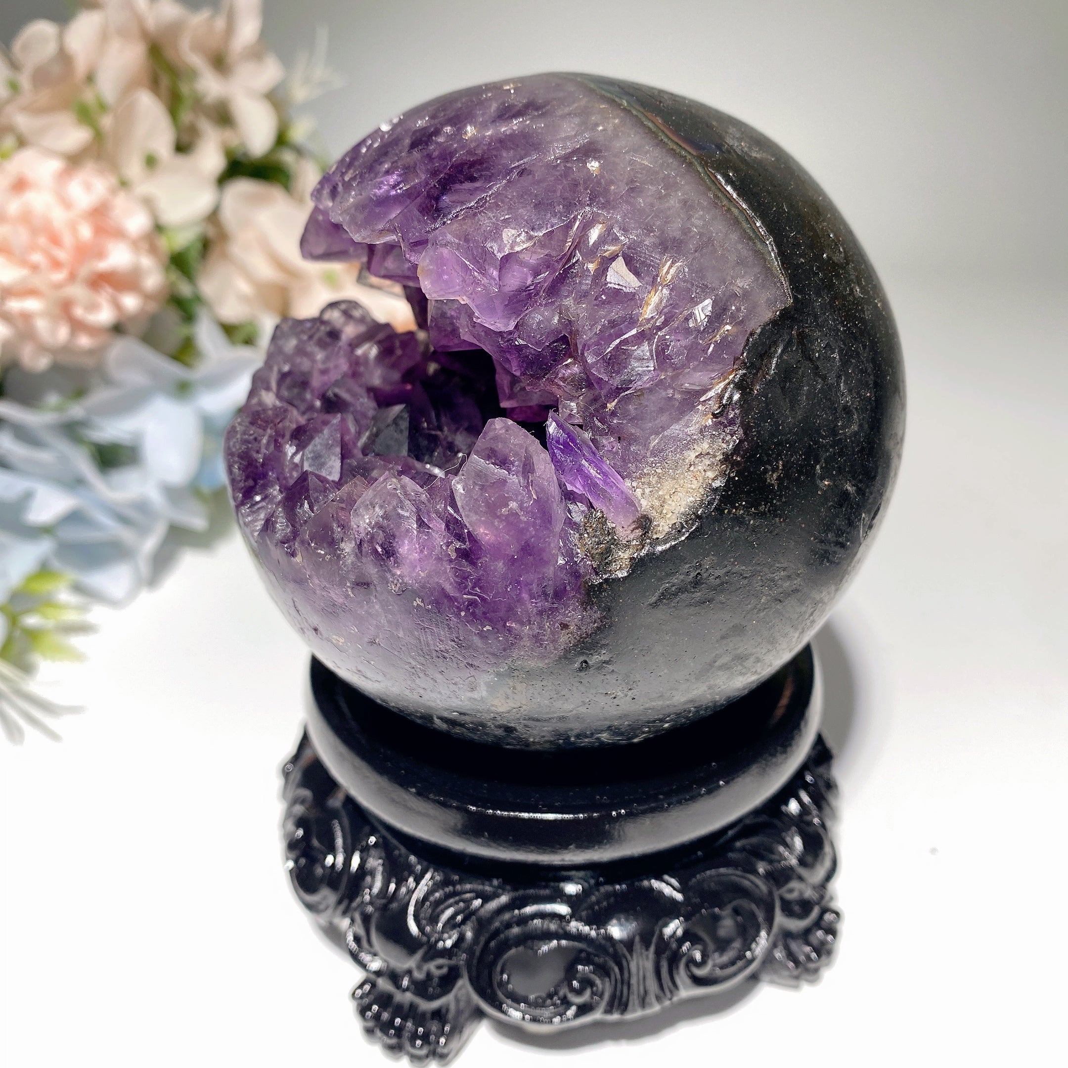 3.4 inch Amethyst Crystal Geode with Stand for Healing