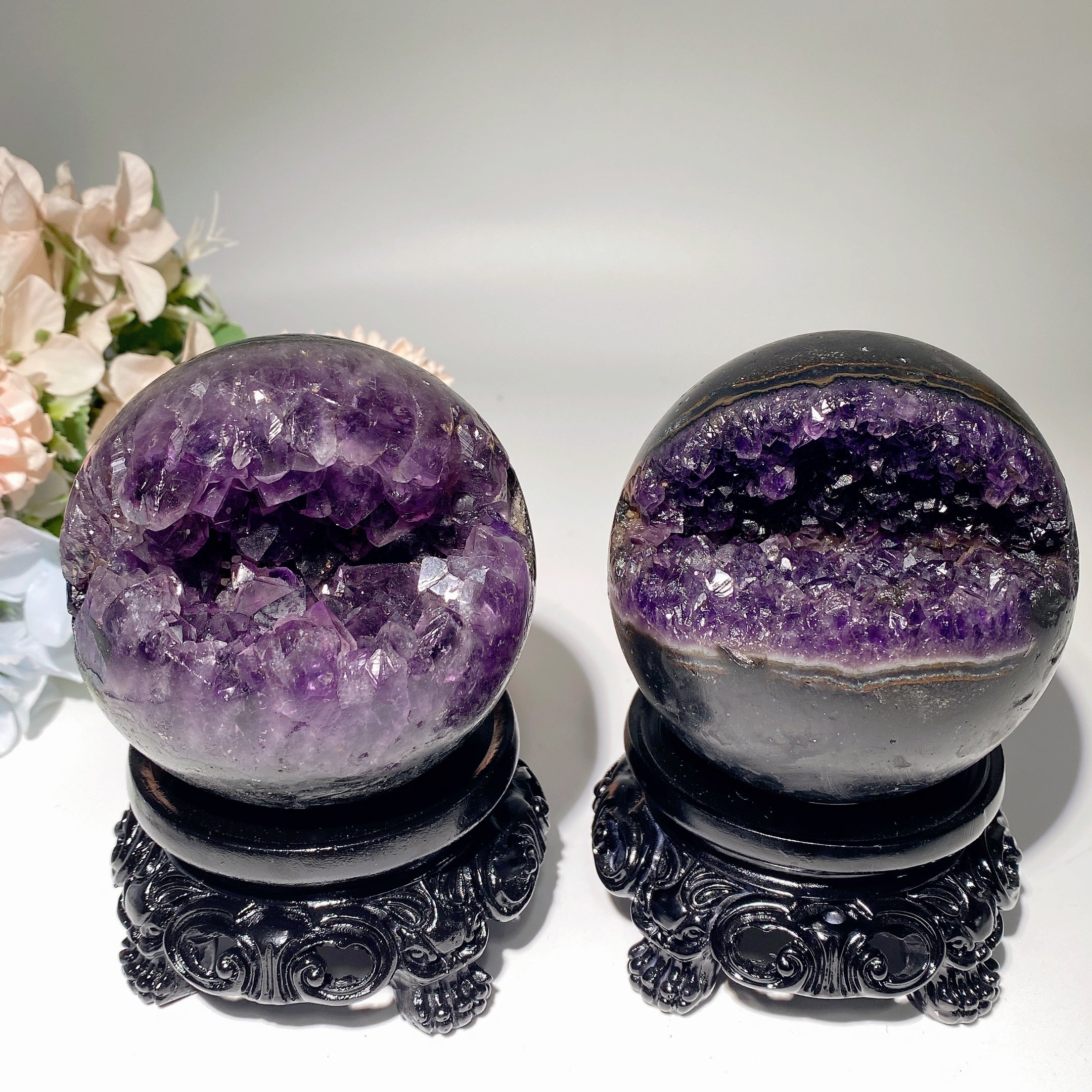 3.4 inch Amethyst Crystal Geode with Stand for Healing