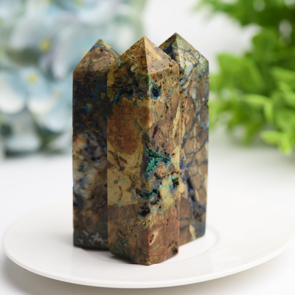 3-4 Inch Azurite Malachite Crystal Point for Healing