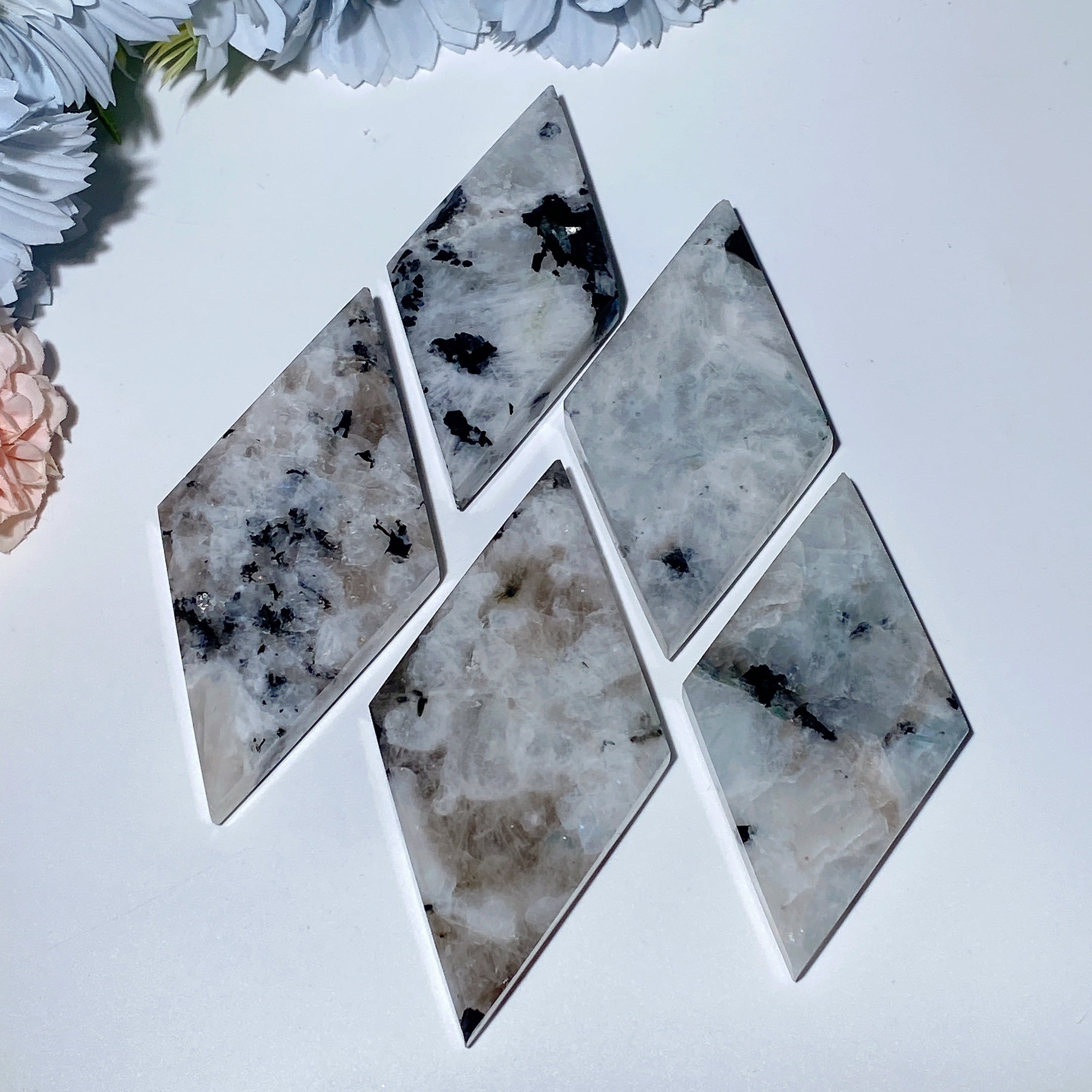 3-4 inch Black Moon Stone Rhombus Crystal Slab for Healing