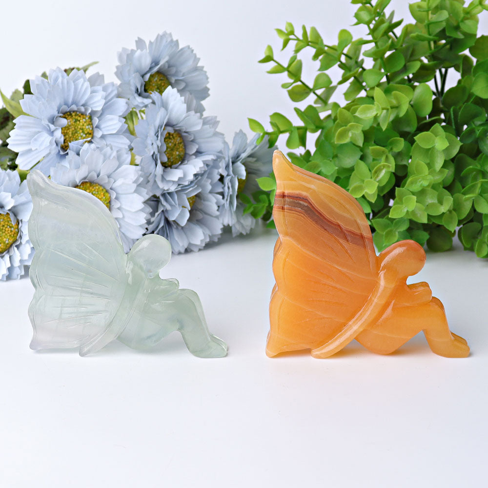 3.4 Inch Crystal Figurine Carving | Honey Calcite Butterfly