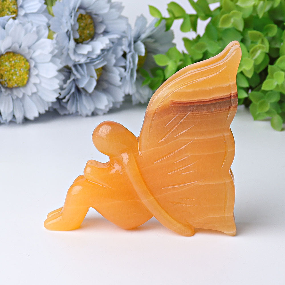 3.4 Inch Crystal Figurine Carving | Honey Calcite Butterfly