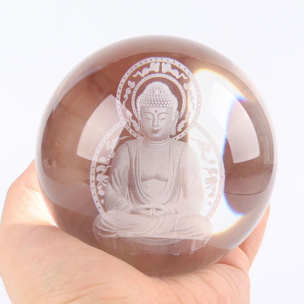 3 & 4 inch Crystal Sphere with 3D Inner Statue Carvings