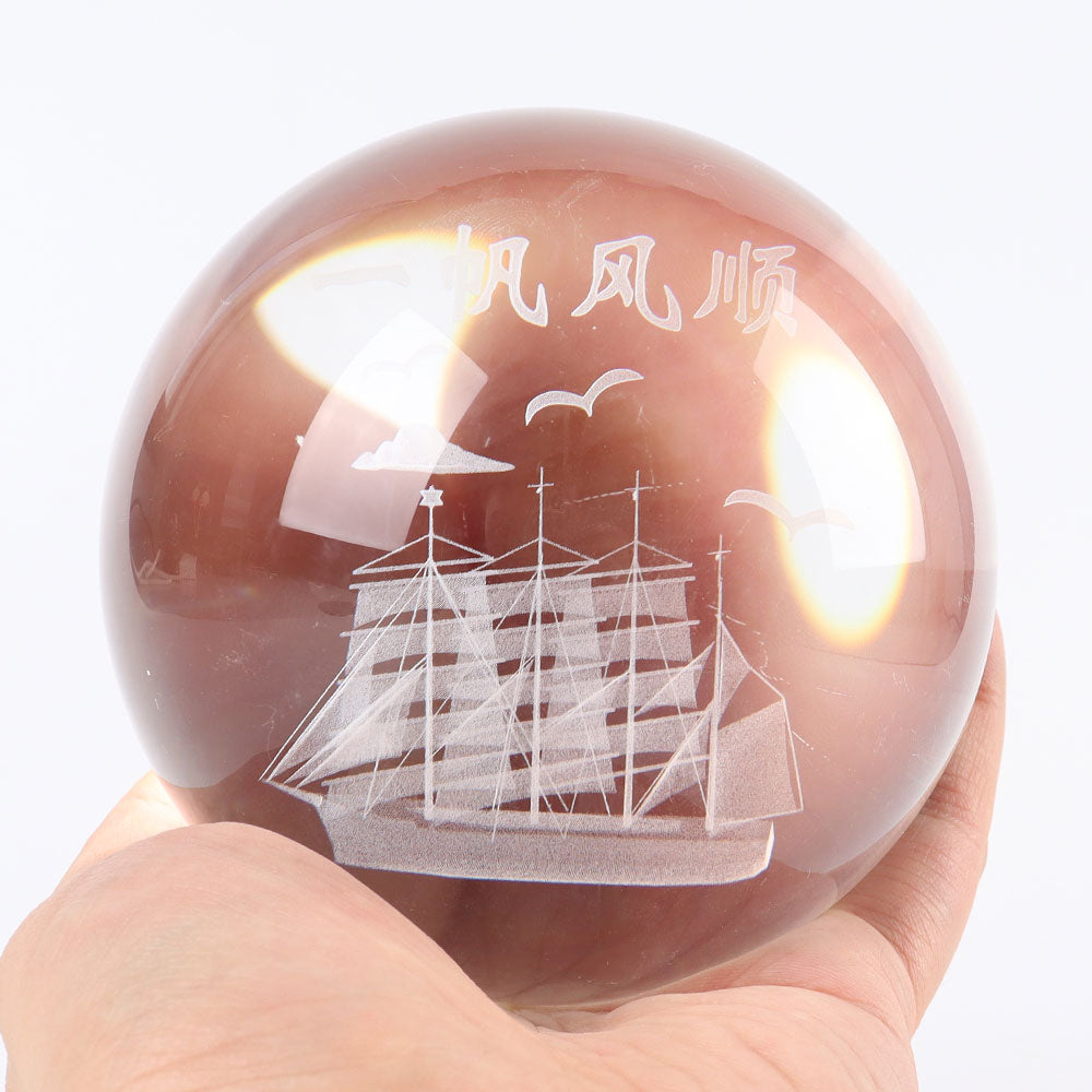 3 & 4 inch Crystal Sphere with 3D Inner Statue Carvings