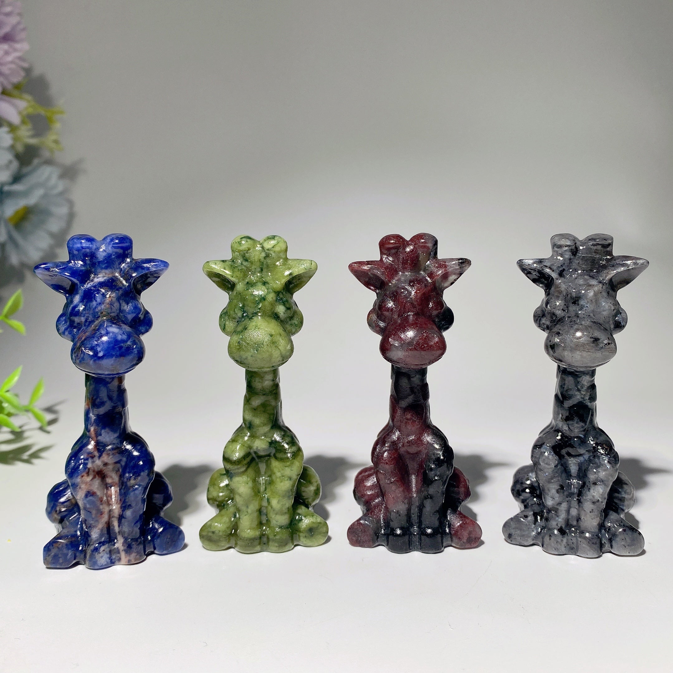 3.4 Inch Mixed Crystal Giraffe Figurines for Spiritual Healing