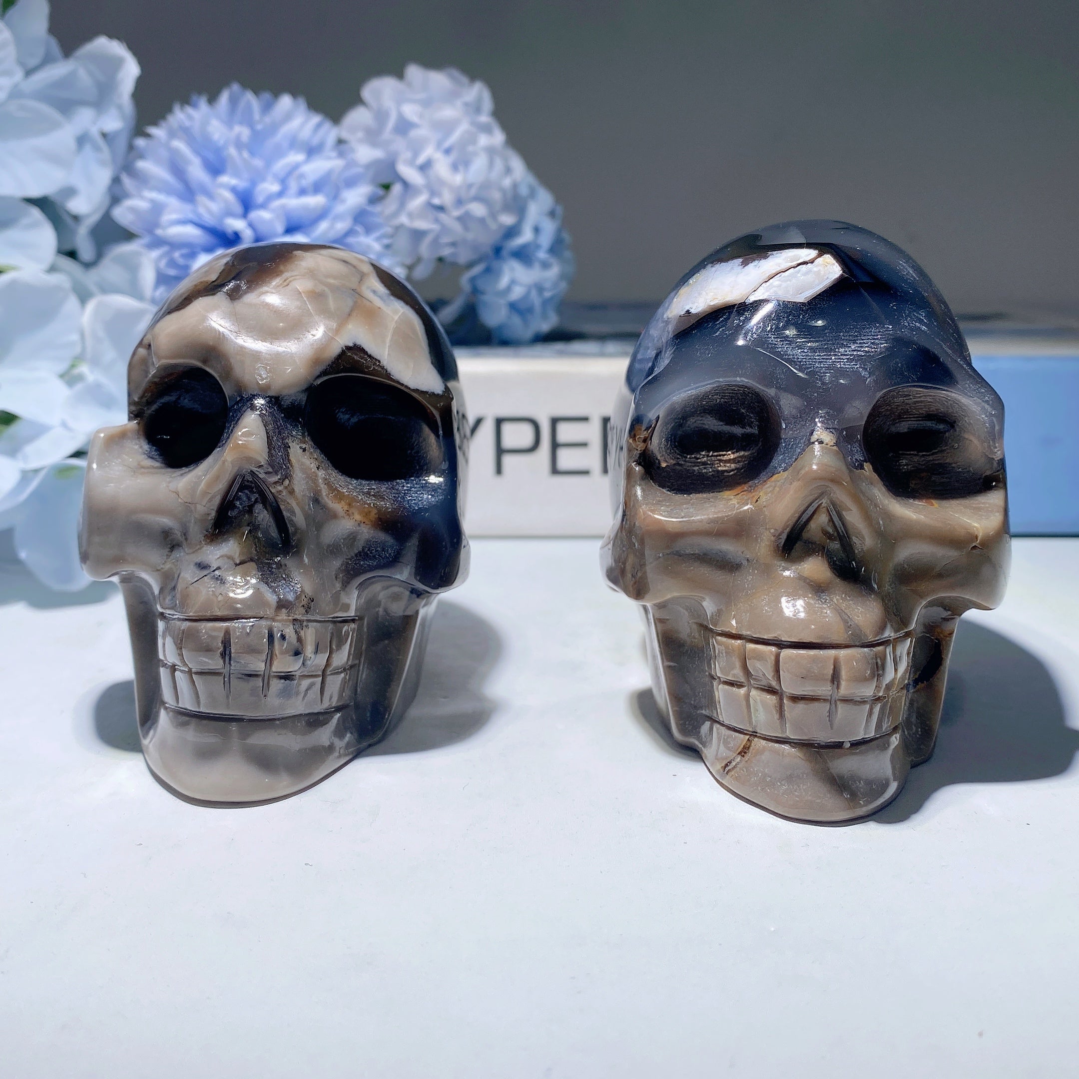 3.4 Inch Volcanno Agate Crystal Skull Carving for Healing