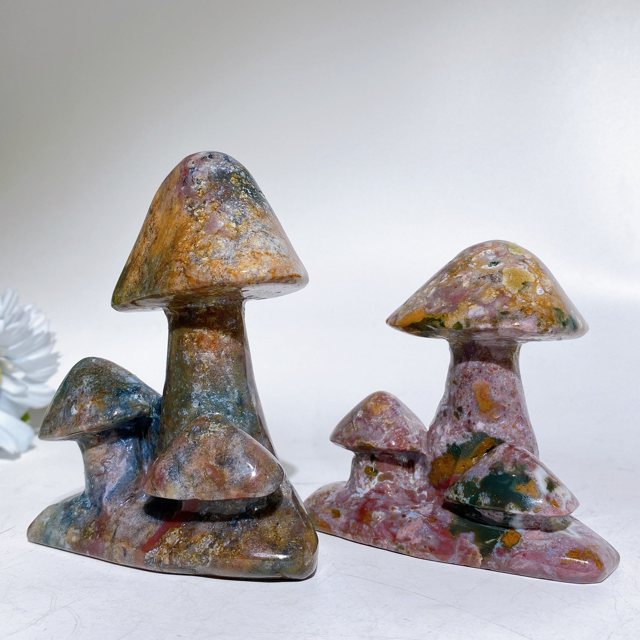 3"-4" Ocean Jasper Crystal Figurine Mushroom Healing
