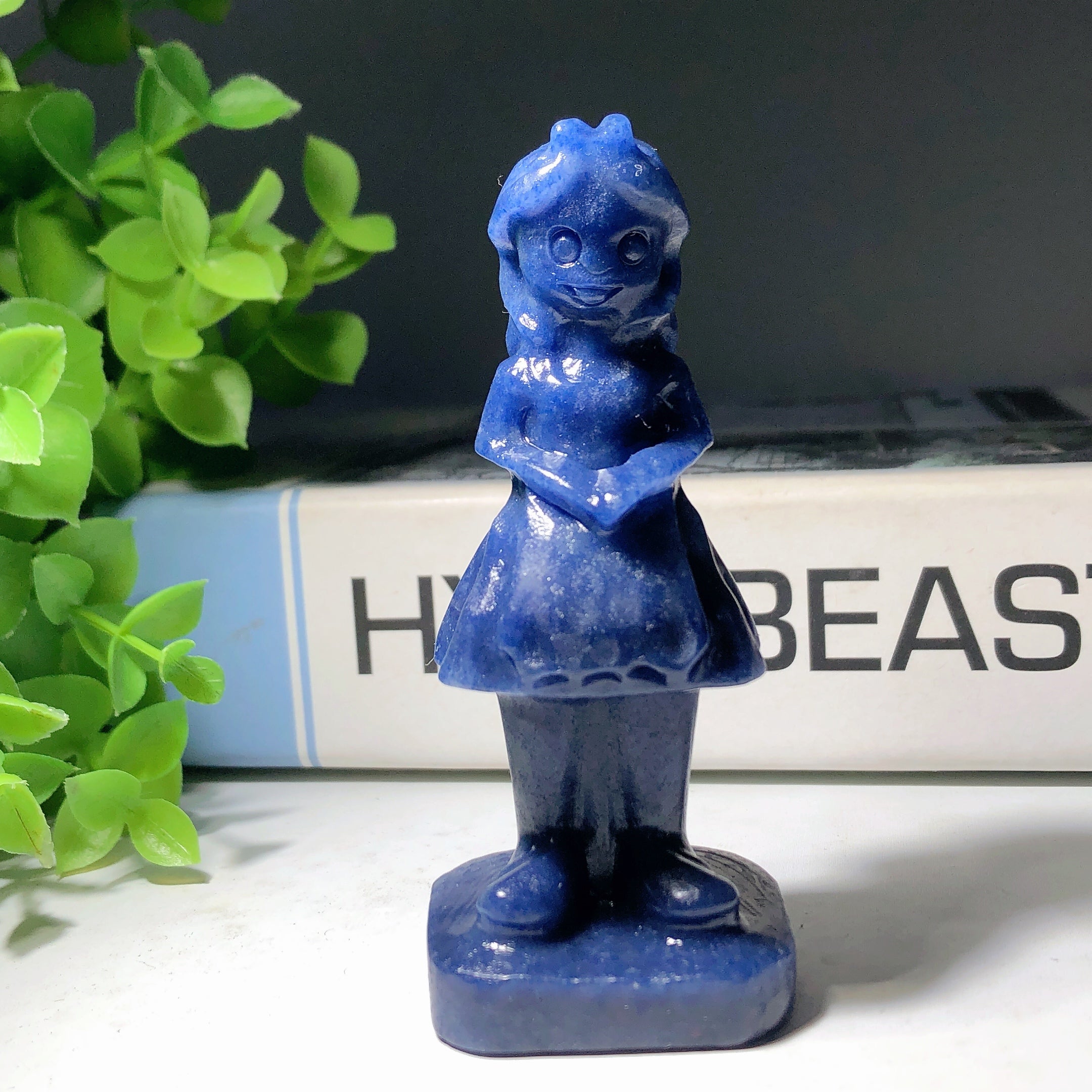 3.45-inch Blue Aventurine Crystal Princess Carving