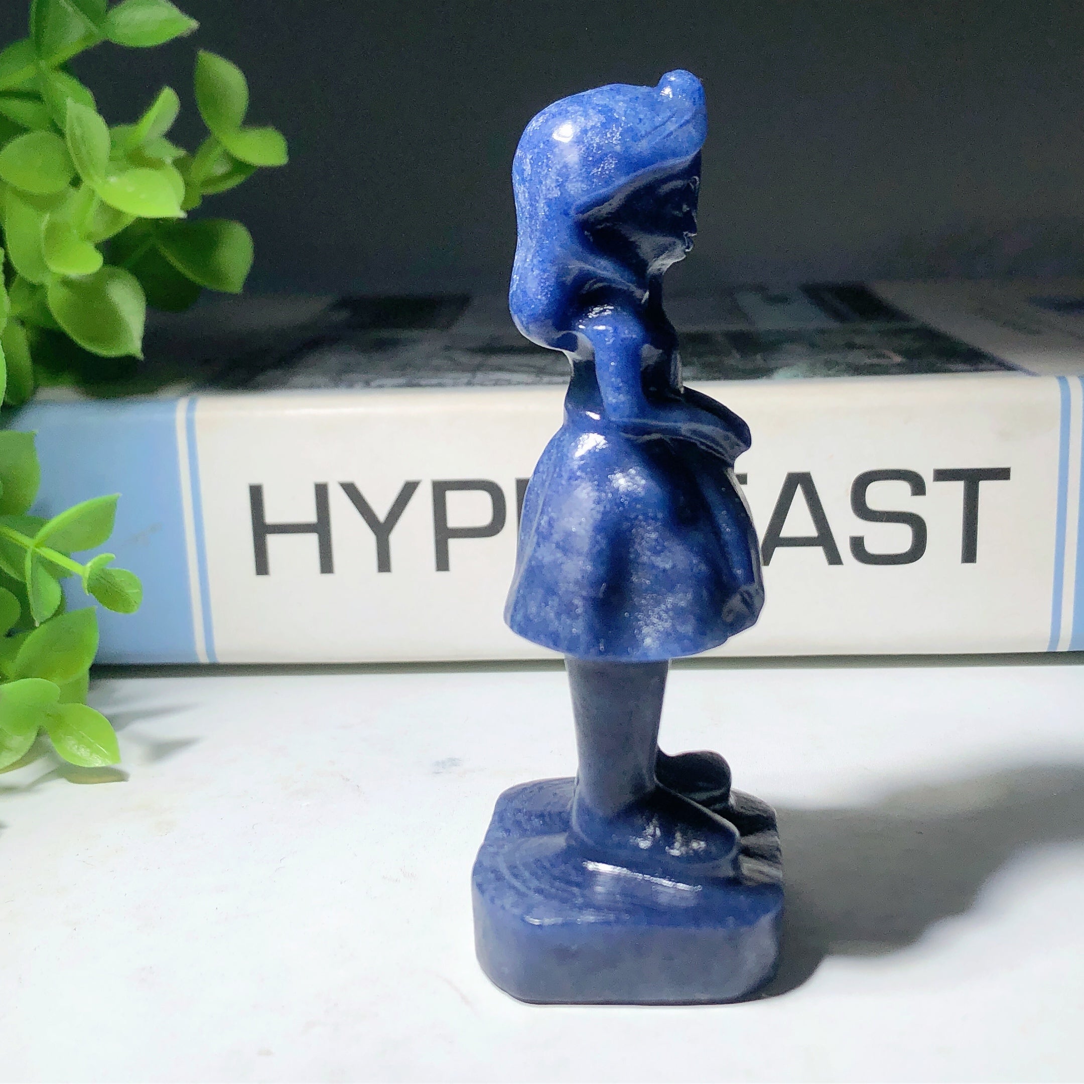 3.45-inch Blue Aventurine Crystal Princess Carving