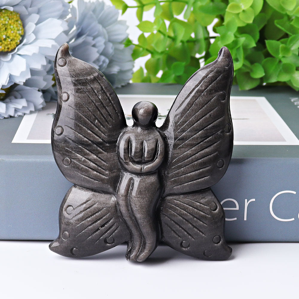 3.45in Golden Obsidian Fairy Carving