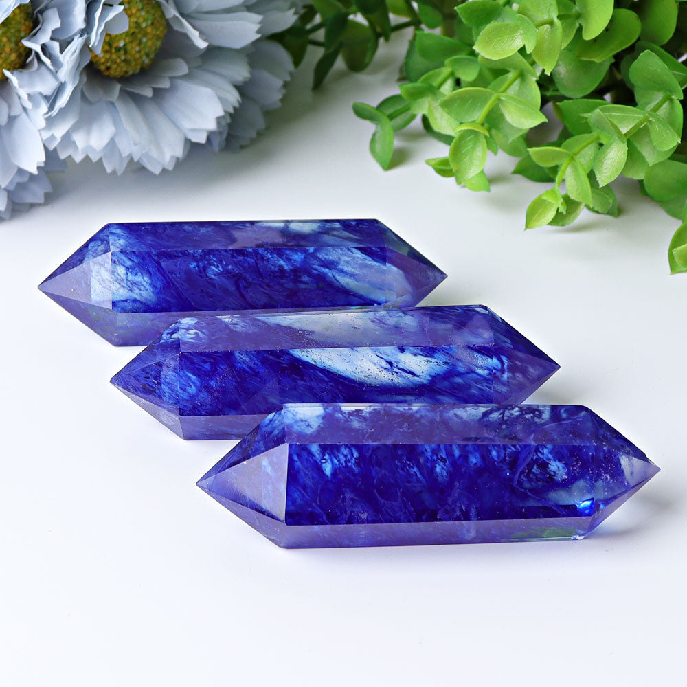 3.5-4 inch Blue Double Terminated Crystal Points for Energy Healing