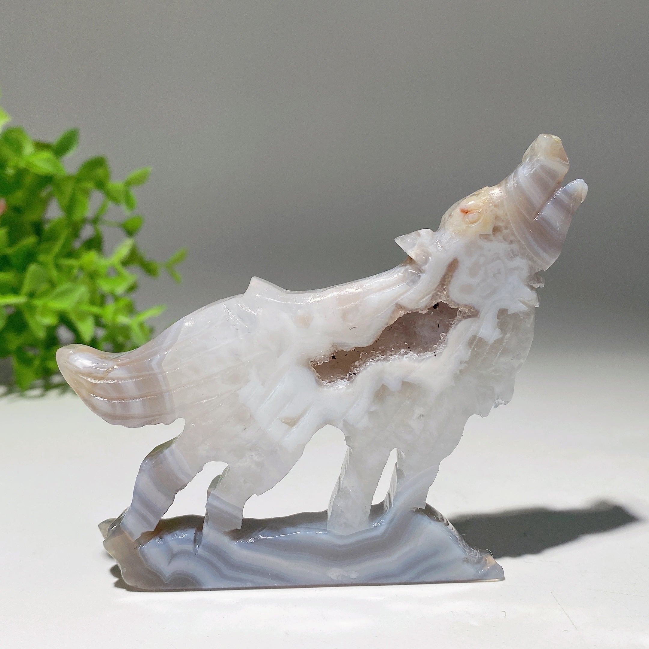 3.5-4 inch Mixed Crystal Wolf Carving Figurine for Healing